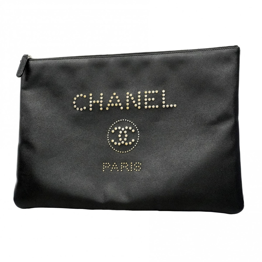 CHANEL Black Deauville Clutch Bag